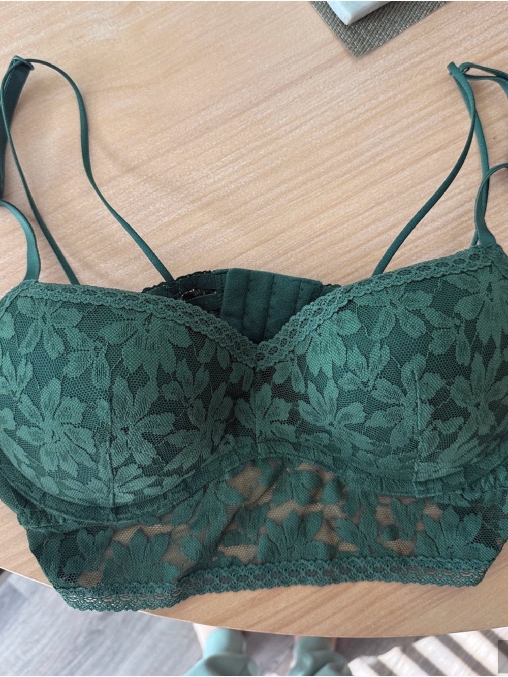 Victoria's Secret Emerald Green Lace Longline Bralette